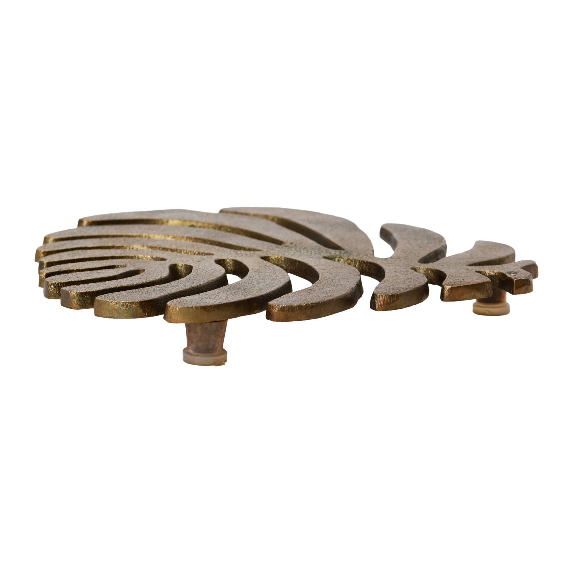 Hello Honey® 7" Brass Finish Cast Aluminum Leaf Trivet